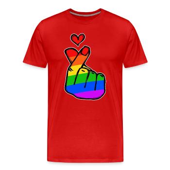 Peace Heart Love Rainbow Mouvement pour la paix - T-shirt bio Premium Homme - rouge - Devant - Damien (186cm)