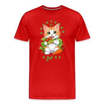 Bio Katze - Männer Premium Bio T-Shirt - Rot - Vorne - Damien (186cm)