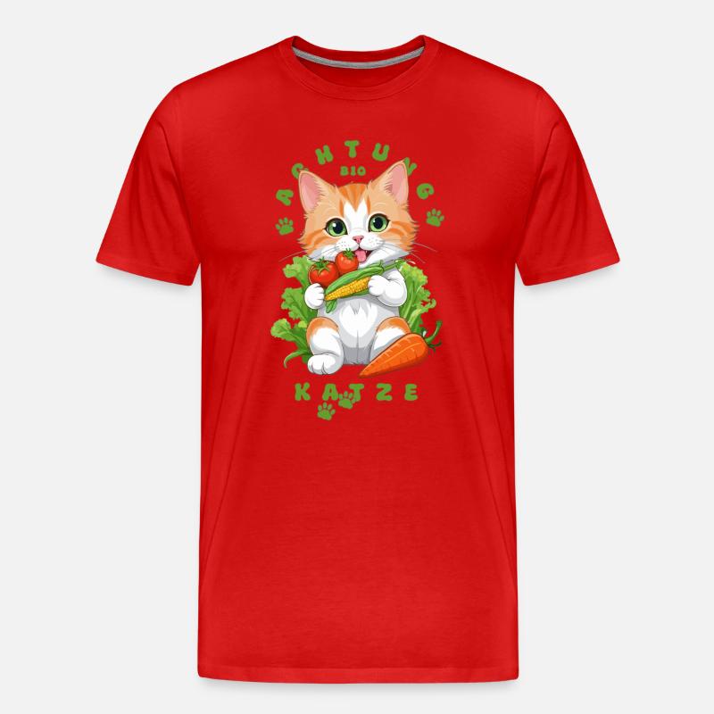 Bio Katze - Männer Premium Bio T-Shirt - Rot