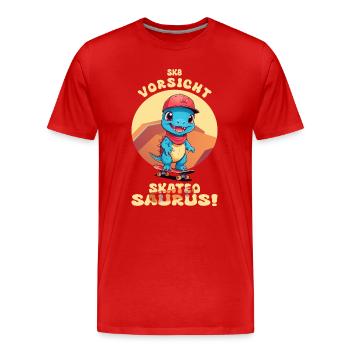 Vorsicht Skateosaurus - Männer Premium Bio T-Shirt - Rot - Vorne - Damien (186cm)