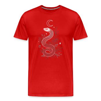Serpent avec des herbes en automne - T-shirt bio Premium Homme - rouge - Devant - Damien (186cm)