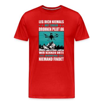 Drohnenpilot Zubehör Drohnen Pilot Drohne Geschenk - Männer Premium Bio T-Shirt - Rot - Vorne - Damien (186cm)
