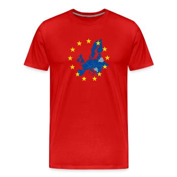 Carte de l’Europe dans l’anneau étoile de l’UE - T-shirt bio Premium Homme - rouge - Devant - Damien (186cm)