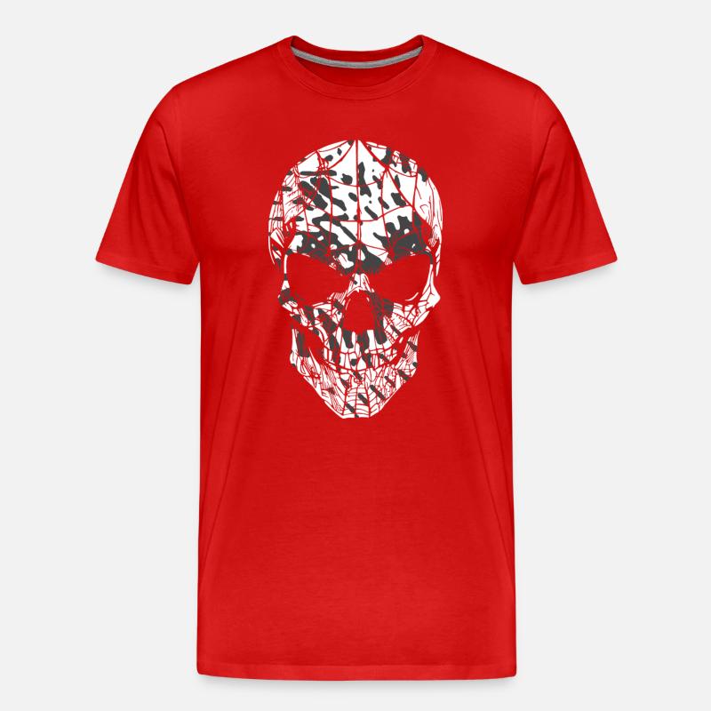 Skull Camouflage Pattern Black White - Men's Premium Organic T-Shirt - red