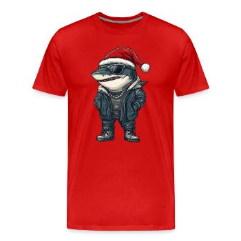 Noël Hiver du requin - T-shirt bio Premium Homme - rouge - Devant - Damien (186cm)