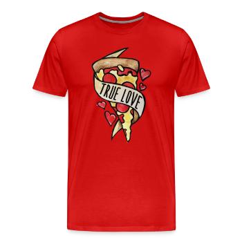 Wahre Liebe Pizzaherzen - Männer Premium Bio T-Shirt - Rot - Vorne - Damien (186cm)