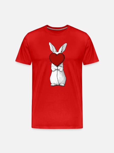 Häschen Herzumarmung - Männer Premium Bio T-Shirt - Rot