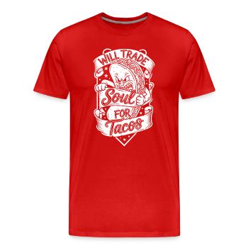 Échange d’âmes contre des tacos - T-shirt bio Premium Homme - rouge - Devant - Damien (186cm)