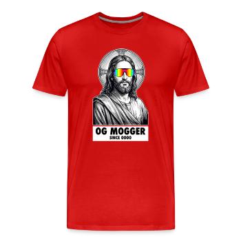 OG Mogger Jesus - Funny  Flex Meme - Men's Premium Organic T-Shirt - red - Front - Damien (186cm)
