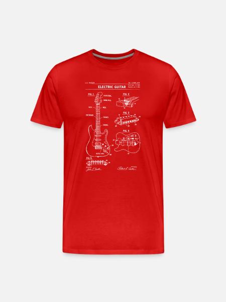 electric guitar blueprint patent. - Men's Premium Organic T-Shirt - red