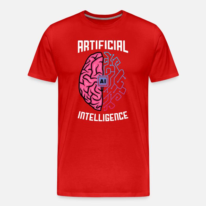 Artificial Intelligence Brain Tech Design - Men's Premium Organic T-Shirt - red