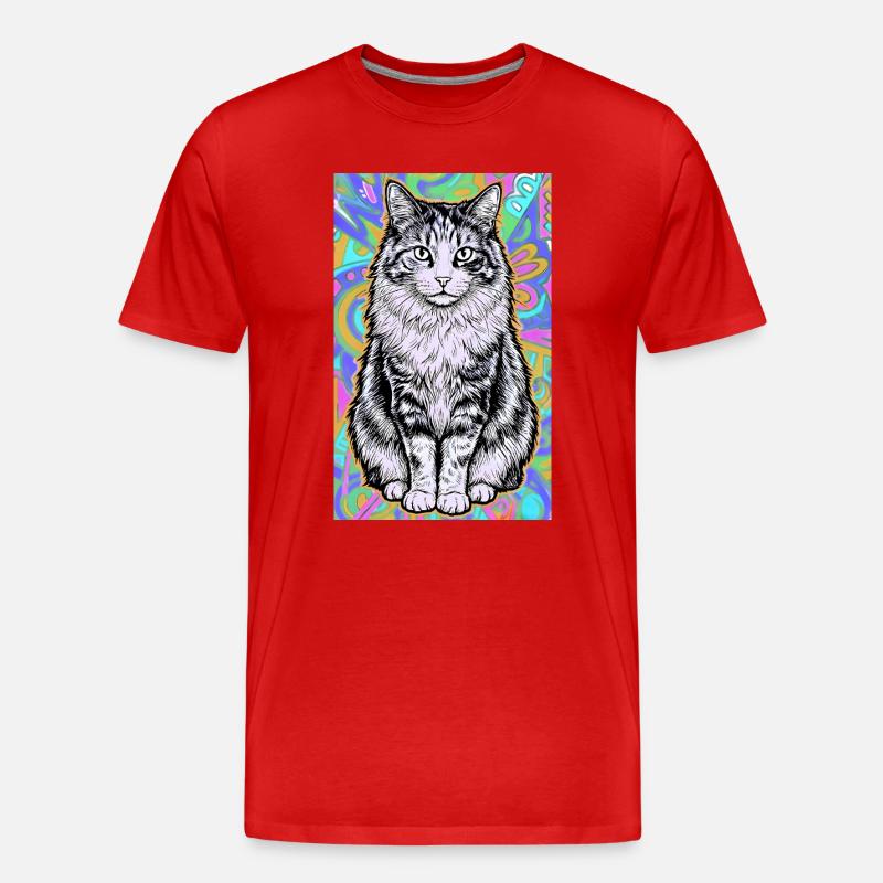 Katze - Männer Premium Bio T-Shirt - Rot