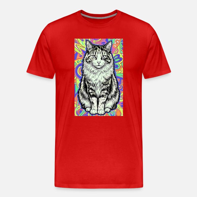 Katze - Männer Premium Bio T-Shirt - Rot