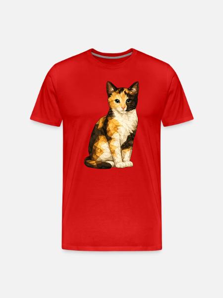Emmi Polygonkatze Geometrische Niedlichkeit - Männer Premium Bio T-Shirt - Rot