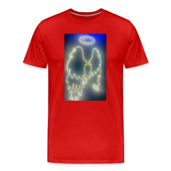 Luminous wings with neon halo - Men's Premium Organic T-Shirt - red - Front - Damien (186cm)