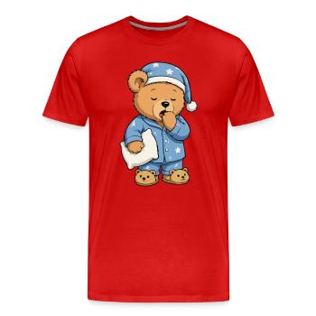 Ours étoile au bois dormant en pyjama - T-shirt bio Premium Homme - rouge - Devant - Damien (186cm)