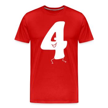 Funny Four : Minimal Numeral 4 | Quatrième - T-shirt bio Premium Homme - rouge - Devant - Damien (186cm)