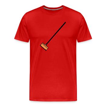 Broom, hand-drawn. Cleaning lady, garbage man - Men's Premium Organic T-Shirt - red - Front - Damien (186cm)