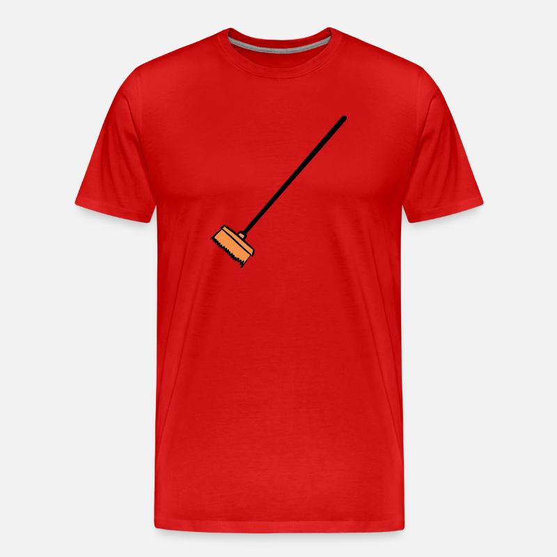 Besen, handgezeichnet. Putzfrau, Müllmann - Männer Premium Bio T-Shirt - Rot