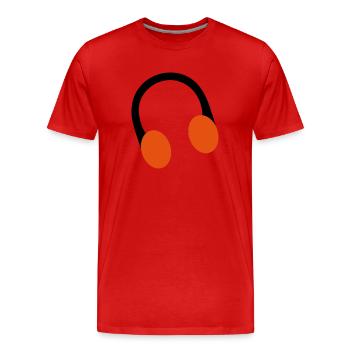 retro over ear headphone head phones - Men's Premium Organic T-Shirt - red - Front - Damien (186cm)