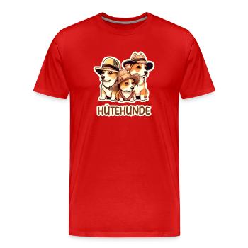 Hütehunde Hunde mit Hüten - Männer Premium Bio T-Shirt - Rot - Vorne - Damien (186cm)