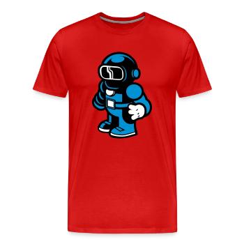 Cartoon Spaceman Astronaut - Men's Premium Organic T-Shirt - red - Front - Damien (186cm)