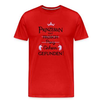 Prinzesin hat Einhorn gefunden JGA - Männer Premium Bio T-Shirt - Rot - Vorne - Damien (186cm)