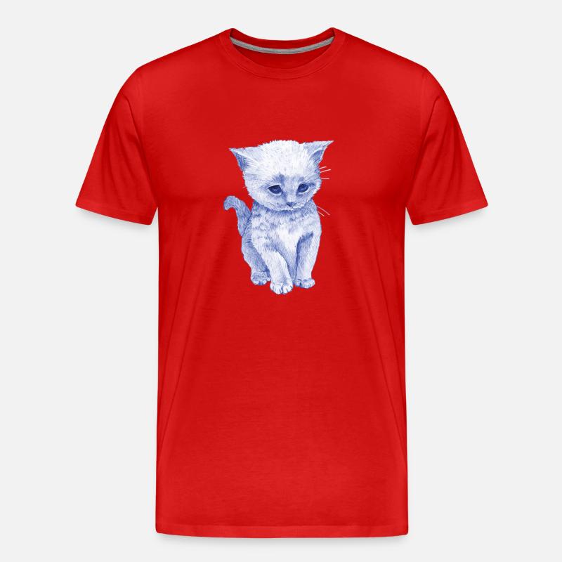 Schmuse Katze - Männer Premium Bio T-Shirt - Rot