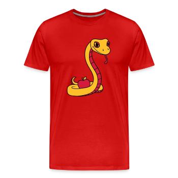 teufel boese suende apfel eva adam mensch gott ver - Männer Premium Bio T-Shirt - Rot - Vorne - Damien (186cm)