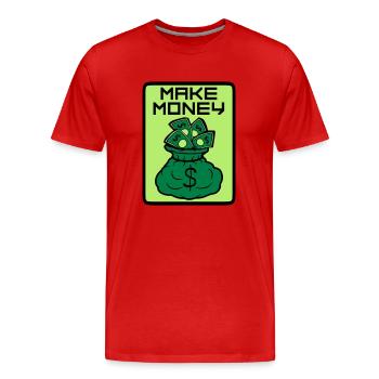 Bouclier Money Maker - T-shirt bio Premium Homme - rouge - Devant - Damien (186cm)