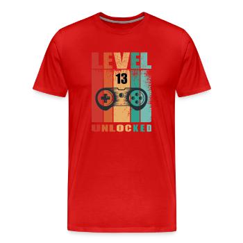 Level unlocked - Geburtstag - Männer Premium Bio T-Shirt - Rot - Vorne - Damien (186cm)