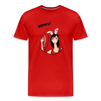 Hello! - Men's Premium Organic T-Shirt - red - Front - Damien (186cm)