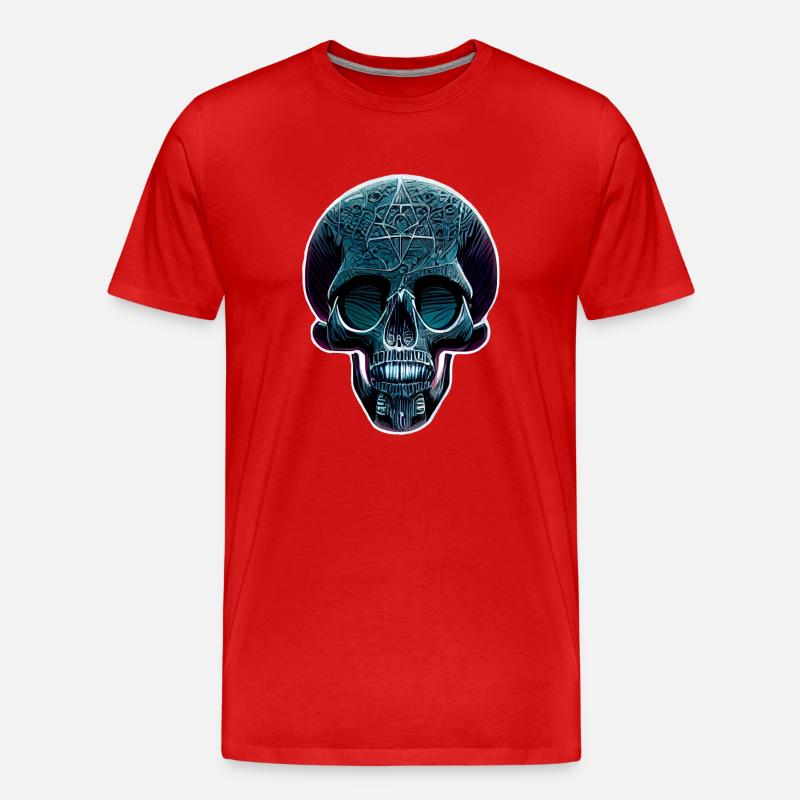blauer Totenkopf - Männer Premium Bio T-Shirt - Rot