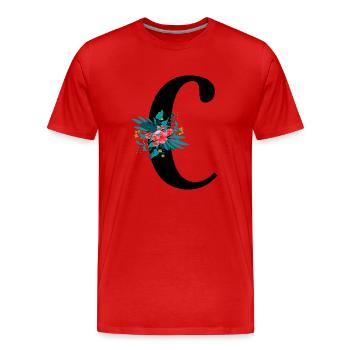 lettre C fleuris - T-shirt bio Premium Homme - rouge - Devant - Damien (186cm)