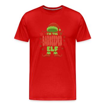 Barkeeper Weihnachtself - Männer Premium Bio T-Shirt - Rot - Vorne - Damien (186cm)
