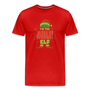 Journalist Weihnachtself - Männer Premium Bio T-Shirt - Rot - Vorne - Damien (186cm)