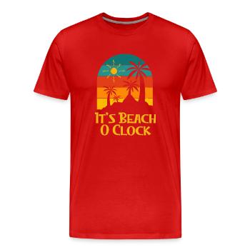 C’est la plage O Clock Vacances Voyage d’été Tropical - T-shirt bio Premium Homme - rouge - Devant - Damien (186cm)