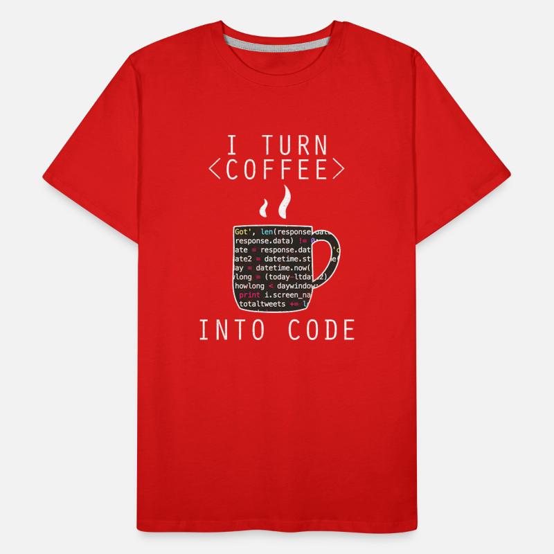 I Turn Coffee Into Code Programmer Encoder Men's Premium Organic T-Shirt