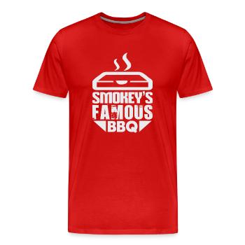 SMOKEY EST CÉLÈBRE BARBECUE - T-shirt bio Premium Homme - rouge - Devant - Damien (186cm)