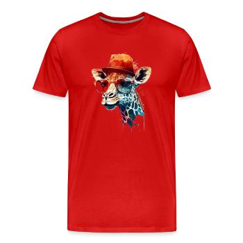 Giraffe als intelligentes Säugetier mit Brille - Männer Premium Bio T-Shirt - Rot - Vorne - Damien (186cm)