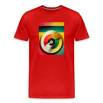 Reggae Music vinyl in Reggae colors - Men's Premium Organic T-Shirt - red - Front - Damien (186cm)