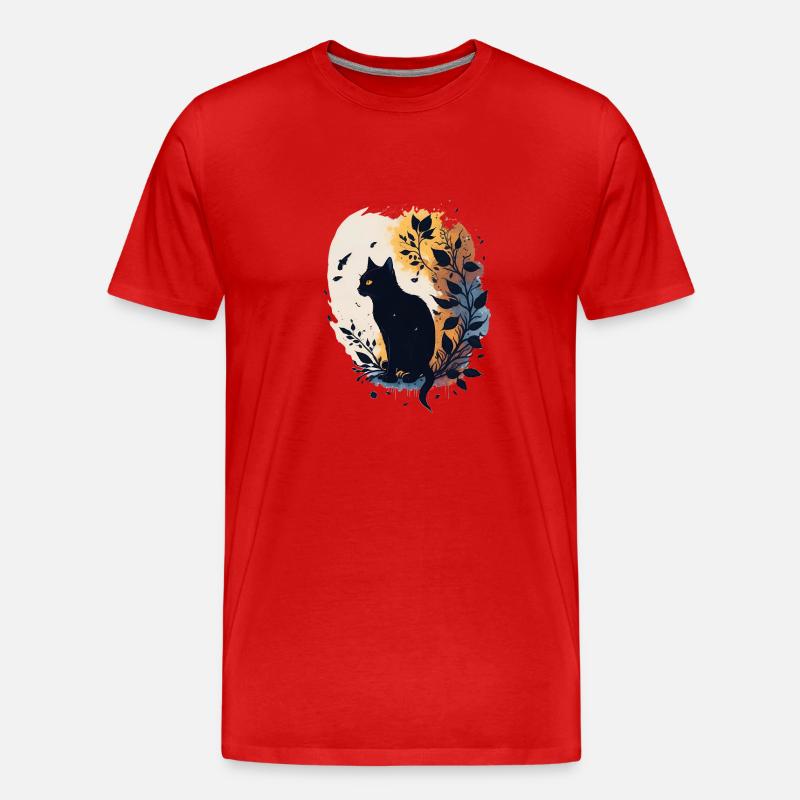 Große schwarze Katze - Männer Premium Bio T-Shirt - Rot