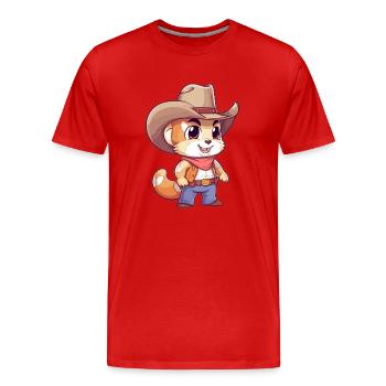 Wild West Nussjäger - Männer Premium Bio T-Shirt - Rot - Vorne - Damien (186cm)