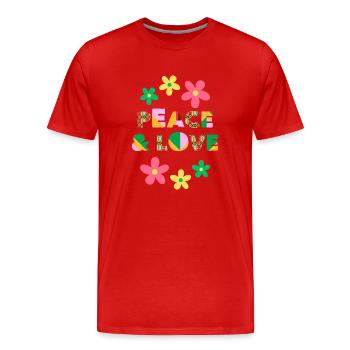 Paix et amour - T-shirt bio Premium Homme - rouge - Devant - Damien (186cm)