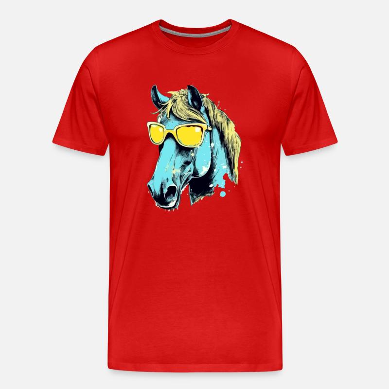 Toto, das bebrillte Pferd - Männer Premium Bio T-Shirt - Rot