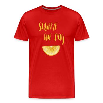 Squeeze the day Lemon Lustige Sprüche - Männer Premium Bio T-Shirt - Rot - Vorne - Damien (186cm)