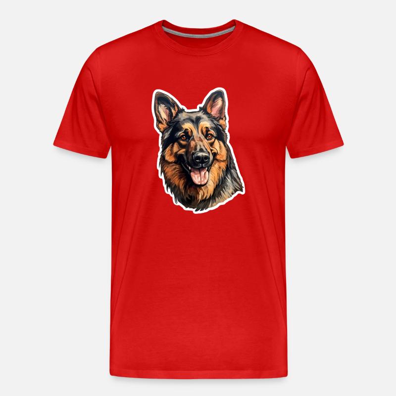 Deutscher Schäferhund künstlerisch - Männer Premium Bio T-Shirt - Rot