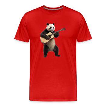 Panda Gitarre - Männer Premium Bio T-Shirt - Rot - Vorne - Damien (186cm)