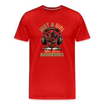 Earbuds & Epics: The Audiobook Lover's Tale - Männer Premium Bio T-Shirt - Rot - Vorne - Damien (186cm)