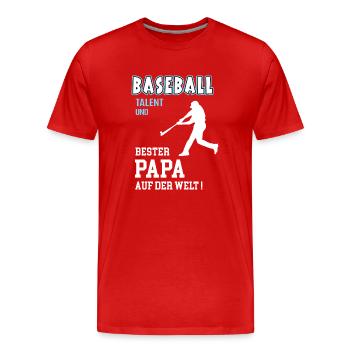 Baseball Bester Papa Vater Vatertag Geburtstag - Männer Premium Bio T-Shirt - Rot - Vorne - Damien (186cm)